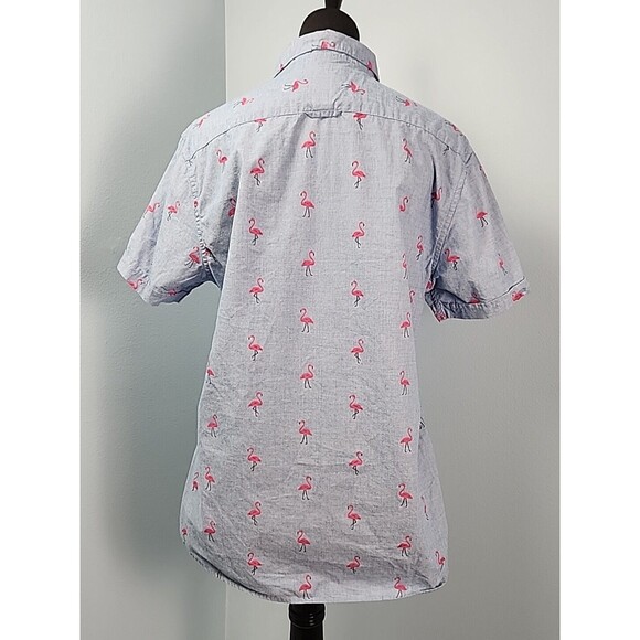 Ricky Singh Denim & Flower Mens Cotton Button Down Flamingo Shirt Medium - Picture 6 of 10